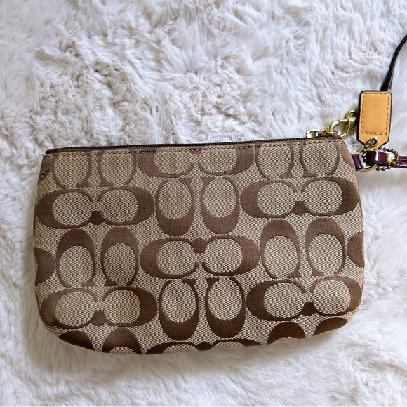 Coach Brown Logo Wristlet Bag - Picture 2 of 8